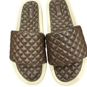 APL | Shoes | Apl Mens Lusso Quilted Brown Leather Slides  display picture 1